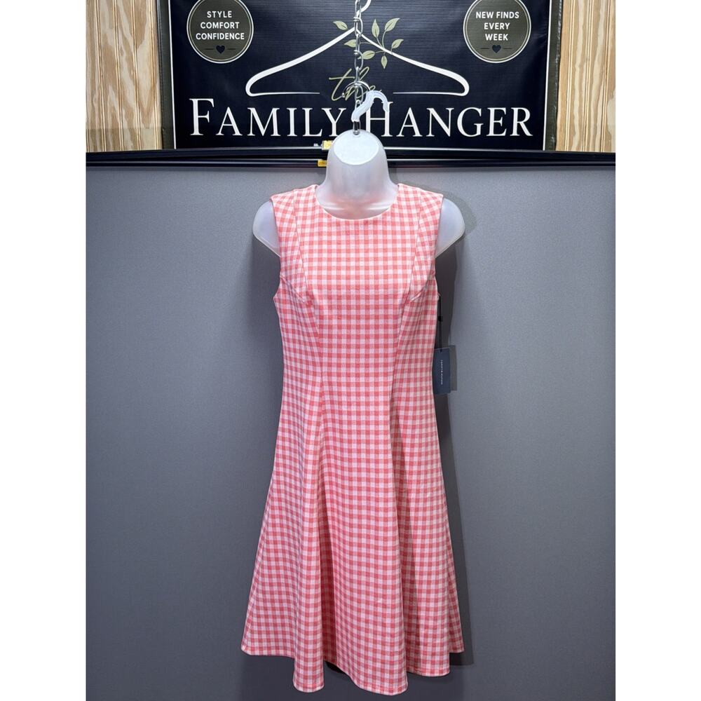 Tommy Hilfiger Dress Womens 6P Petite Pink Gingham Sleeveless Fit Flare NWT - Picture 2 of 12